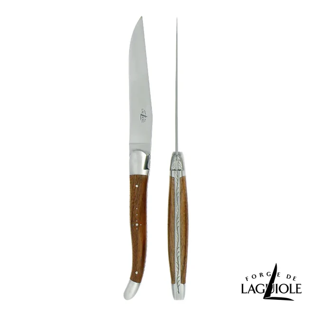 Forge de Laguiole 頂級手工核桃木牛排刀2入