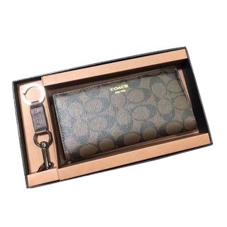 【SNOW.bagshop】母親節禮物 長夾+品牌鑰匙環禮盒(國際正版保證進口防水防刮皮革品證購證盒塵套提袋)