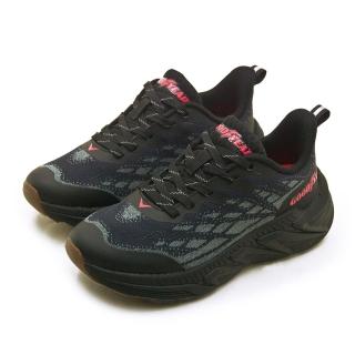 【GOODYEAR 固特異】女 專業輕量飛織緩震慢跑鞋 黑巖系列(黑灰紅 42840)