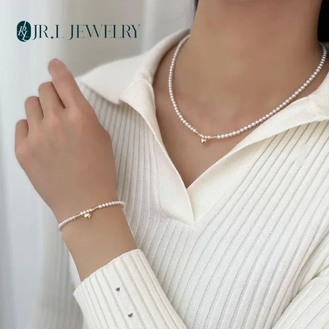 【JR.L金瑞利珠寶】年終慶 天然珍珠 珍心守護18K金珍珠套組(手鍊2.5-3MM/項鍊2.5-3MM)