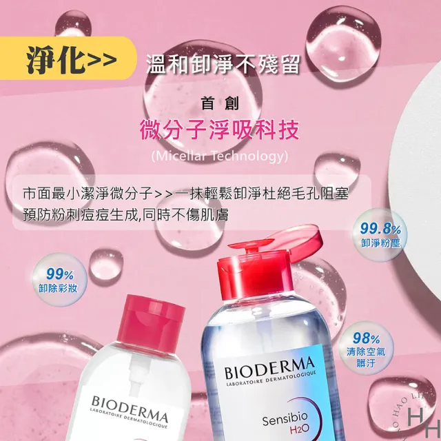 【BIODERMA】舒敏高效潔膚液 H2O(850毫升/瓶)