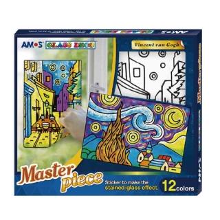 【AMOS 阿摩司】12 色 世界名著 玻璃彩繪膠 創意 玻璃貼 / 組 PS10P12M-G(文森特.梵高)