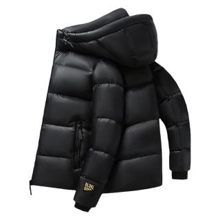 【米蘭精品】現貨+預購 真羽絨90%鴨絨羽絨外套羽絨衣夾克(保暖短款黑金可拆帽男外套黑色74it66)
