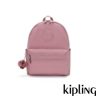 【KIPLING官方旗艦館】溫柔荷花粉拉鍊後揹包-BOUREE