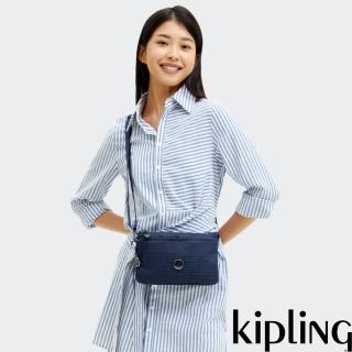 【KIPLING官方旗艦館】『千層包』深藍提花單肩隨身斜揹包-RIRI
