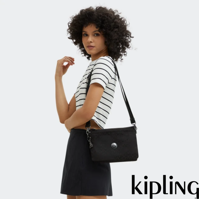 KIPLING官方旗艦館 『千層包』深黑提花大容量側背千層包-RIRI L