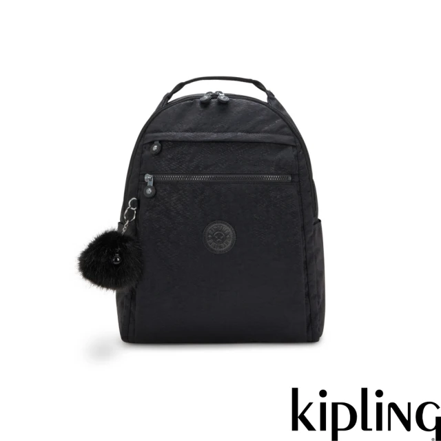 KIPLING官方旗艦館 『牛角包』深黑提花輕巧多袋實用側背