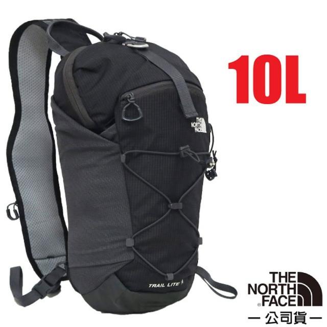 【The North Face】TRAIL LITE SLING 超輕量單肩斜背運動休閒背包10L.自行車背包(8C2M-KT0 黑/瀝灰)