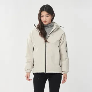 【pierre cardin 皮爾卡登】網路獨家 女款 保暖防風防潑水科技棉連帽外套-米色(8255761-81)