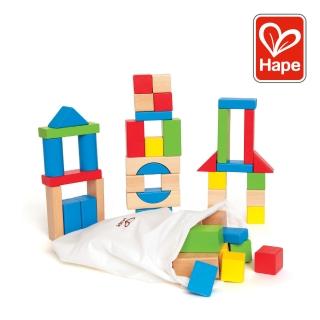 【德國Hape】彩虹積木組50件組(益智成長/積木遊戲/木製玩具/木頭玩具)