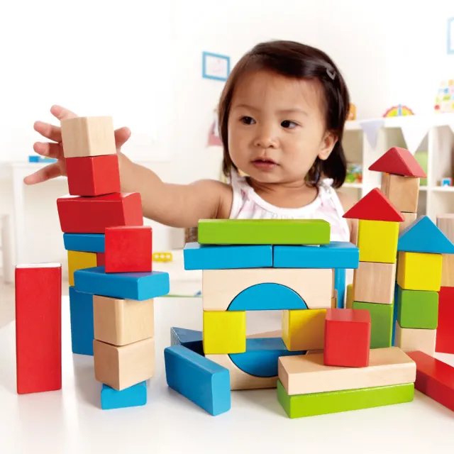 【Hape】彩虹積木組50件組(益智成長/積木遊戲/木製玩具/木頭玩具)