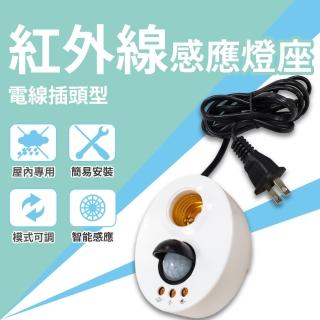 【明沛】紅外線/光控 插電式人體感應燈座(即插即用/5-8米感應範圍)