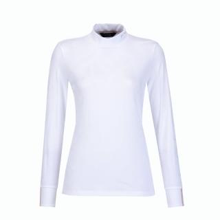 【PING】女款緹花吸濕排汗抗UV高領薄長袖上衣-白(GOLF/高爾夫球衫/RA24226-73)