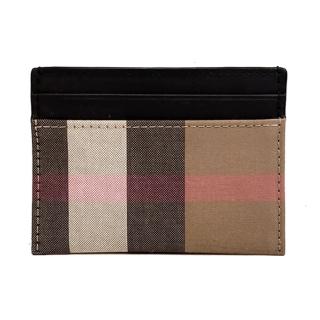 【BURBERRY 巴寶莉】80846451經典格紋拼接卡夾名片夾(棕色)
