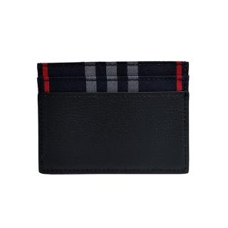 【BURBERRY 巴寶莉】80846221經典格紋拼接卡夾名片夾(黑色)