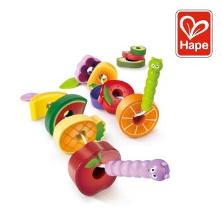 【德國Hape】貪吃毛毛蟲水果穿穿樂(益智成長/積木遊戲/木製玩具/木頭玩具)