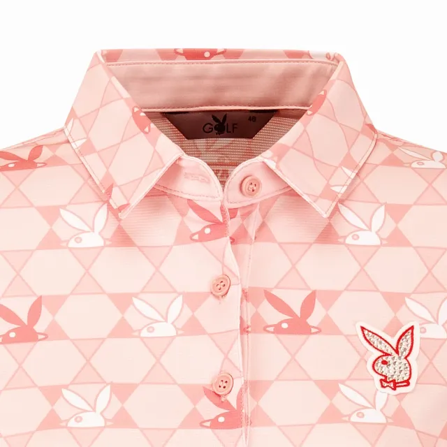 【PLAYBOY GOLF】女款俏皮兔頭LOGO高爾夫長袖POLO衫-橘(吸濕排汗/抗菌/抗UV/GOLF/高爾夫球衫/KA24210-25)