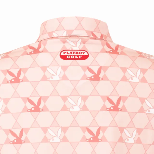 【PLAYBOY GOLF】女款俏皮兔頭LOGO高爾夫長袖POLO衫-橘(吸濕排汗/抗菌/抗UV/GOLF/高爾夫球衫/KA24210-25)