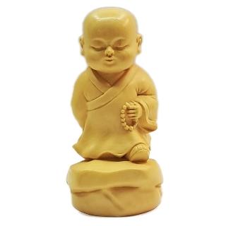 【十方佛教文物】唸佛小沙彌{黃楊木}高8公分(吉祥如意平安)