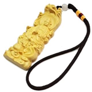 【十方佛教文物】祥雲觀音{黃楊木}法寶掛飾(大悲咒加持108遍)