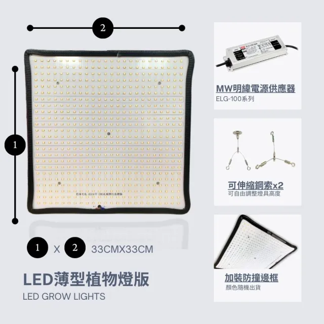 【JIUNPEY 君沛】LED100W薄型植物燈板 100瓦吊掛式植物燈 紅藍混光 專業型光譜(植物燈)