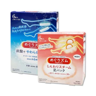 【日本KAO花王】Megrhythm美舒律休息時間呵護腿足舒緩貼片6片/盒(加熱溫感足貼涼感清香腳底貼布美腿舒壓)
