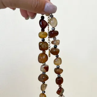 【MoonDy】鈦鋼項鍊 項鍊女 復古風 天然石 串珠 新中式 配件 個性項鍊 飾品 生日禮物 鎖骨