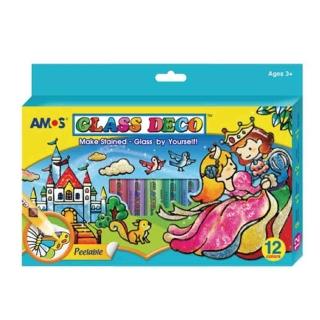 【AMOS 阿摩司】韓國原裝 12 色 10.5ML 主題 玻璃 彩繪膠 / 組 GD10P12R