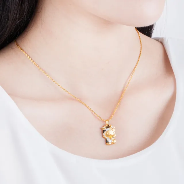 【Just Gold 鎮金店】Hello Kitty 十二生肖-百變Cutie-牛 黃金吊墜(不含鍊)