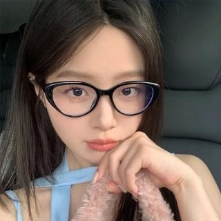 【KT DADA】母親節禮物 貓框眼鏡 復古眼鏡 茶色鏡框 貓眼眼鏡 輕量鏡架 無度數眼鏡 附眼鏡盒 女生禮物 鏡框