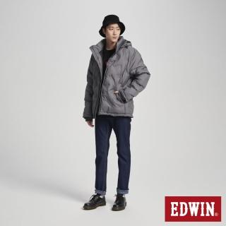 【EDWIN】男裝 印花壓印防寒連帽外套(灰色)