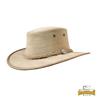 【BARMAH HATS】澳洲經典皮革牛仔帽/圓盤帽 摩卡色 1061MO(遮陽帽 西部牛仔帽 馬布穀戶外)