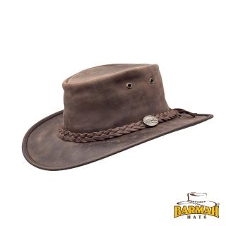 【BARMAH HATS】澳洲皮革牛仔帽/圓盤帽 深棕色 1060BR(遮陽帽 西部牛仔帽 馬布穀戶外)