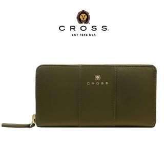 【CROSS】頂級小牛皮拉鍊長夾 賈姬限定版(墨綠色)