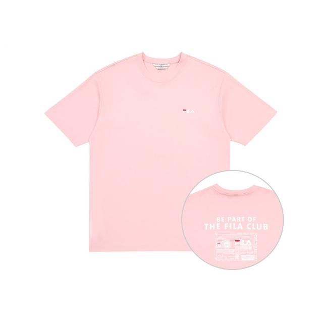 【FILA官方直營】#Be part of the 短袖圓領T恤-杏粉(1TEZ-1406-LP)