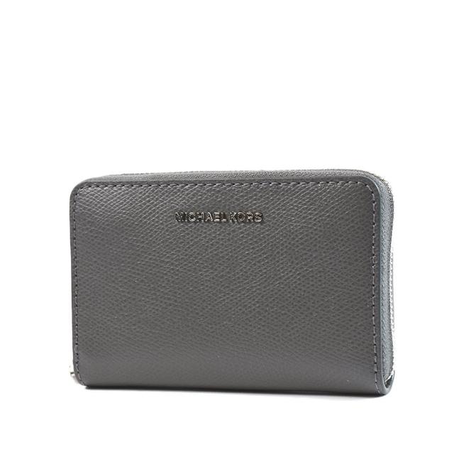 【Michael Kors】專櫃款 防刮拉鍊零錢包-岩灰