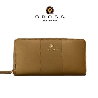 【CROSS】賈姬限定款 頂級小牛皮拉鍊長夾(發財金 贈原廠送禮提袋)