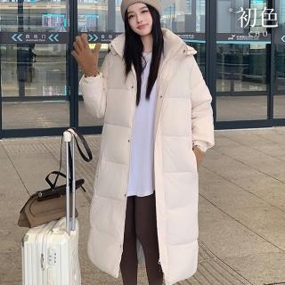 【初色】純色加厚立領保暖長袖科技羽絨棉外套女外套-共2色-39160(M-2XL可選)