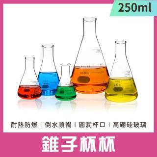 【SMILE】三角燒杯 250ml 透明瓶子 錐型燒杯 量水杯 錐子杯杯 造型玻璃瓶 GCD250-F(刻度燒杯 量杯玻璃)