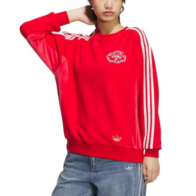 【adidas 愛迪達】圓領長袖T恤 運動 休閒 LNY W CREW 女 - JL8424