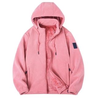 【米蘭精品】現貨+預購 抓絨外套休閒夾克(可拆式連帽抓毛絨保暖男女外套7色74jd82)