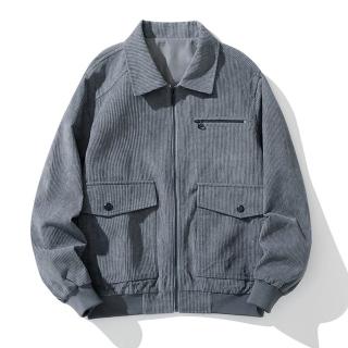 【米蘭精品】現貨+預購 工裝外套休閒夾克(翻領時尚百搭燈芯絨男外套4色74jd49)
