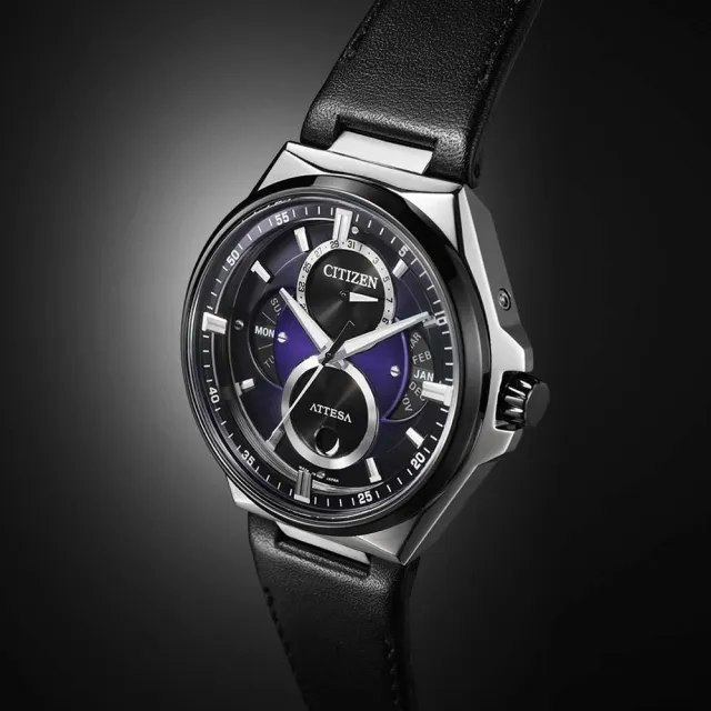 【CITIZEN 星辰】鈦金屬光動能三重日曆月相手錶  禮物  手錶(BU0066-11W)