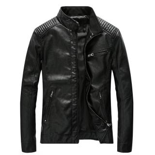 【米蘭精品】現貨+預購 皮衣外套防風夾克(水洗春秋PU皮立領男外套5色74jd14)