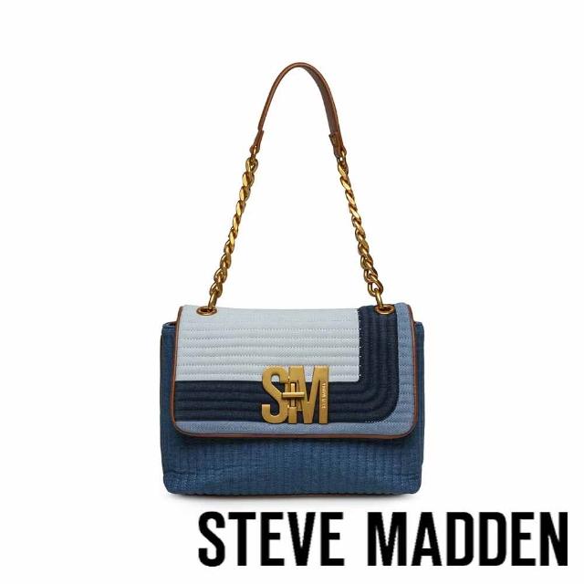 【steve madden】BTYL-N 丹寧拼接翻蓋肩背包(藍色)