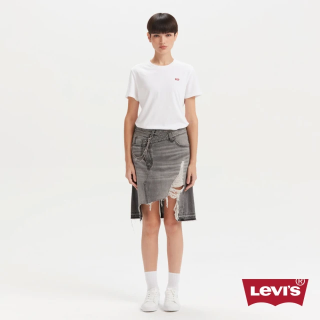 LEVIS 女款 牛仔裙 ROCK&ROLL系列 破壞裙襬設計 丹寧牛仔長裙 人氣新品 002Y9-0000