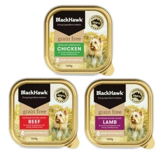 【BlackHawk 黑鷹】優選無穀狗餐盒100*36入(液態黃金 鴯苗油 100%澳洲食材 全齡適用)