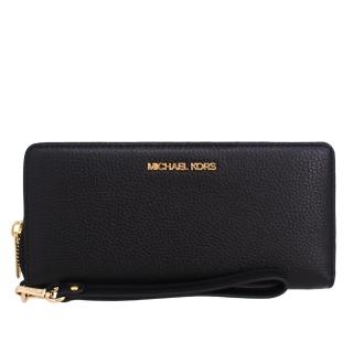 【Michael Kors】JET SET TRAVEL系列 PVC皮革 16卡 拉鍊長夾 / 手拿包 / 長夾(經典黑)