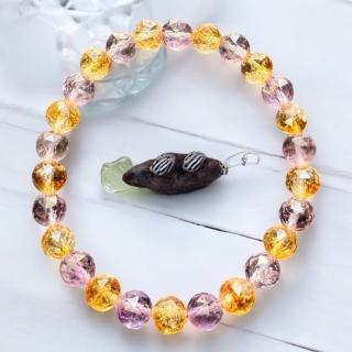 【EU CARE 歐臺絲路】天然透淨體紫水晶黃水晶~增強財運智慧能駕馭自己命運