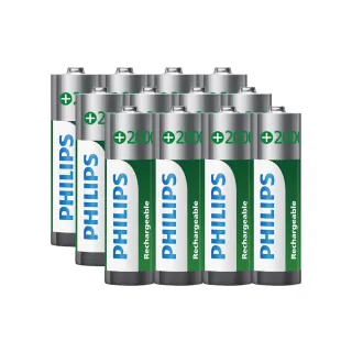【PHILIPS】低自放鎳氫充電電池 AA 3號 2000mAh 共12顆(4入*3)